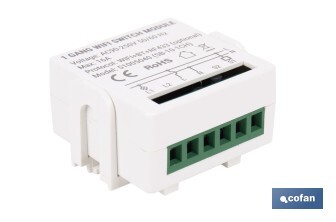 Relé individual WiFi inteligente | Automatiza interruptores o enchufes | Funcionamiento con aplicación Smart Life o Tuya | Compatible con Alexa y Google | 16 A/3520 W | Conectividad WiFi - Cofan