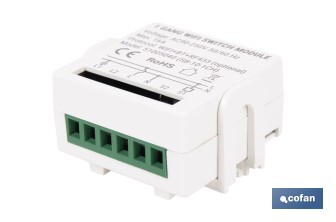 Relé individual WiFi inteligente | Automatiza interruptores o enchufes | Funcionamiento con aplicación Smart Life o Tuya | Compatible con Alexa y Google | 16 A/3520 W | Conectividad WiFi - Cofan