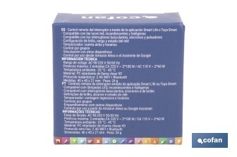 Relé regulador de intensidad individual inteligente | Control de intensidad desde la app | Conectividad WiFi 2.4 GHz | Aplicación Smart Life o Tuya | Para luces led, incandescentes y halógenas | Compatible con Alexa y Google - Cofan