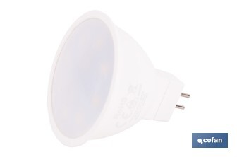 Lámpara LED COB GU-5.3 5W | 4000 K Luz Neutra | 420 lúmenes | Ángulo de 110° | 12V DC | Ahorro Energético del 90% | +50.000 Encendidos | 20.000h de Vida - Cofan