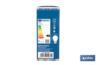 Bombilla Clásica LED con Sensor de Presencia E27 | 8,5 W - 810 lúmenes | 4000 K - luz neutra | Detección 240° <6 m | Ahorro Energético 90% | 25.000 h de Vida - Cofan