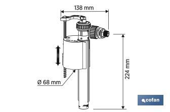 Toilet Fill Valve | Side Entry Fill Valve | Kiev Model | Piston Closure | Manufactured with Plastic Materials - Cofan