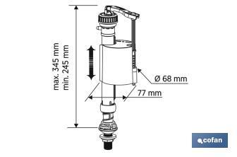 Toilet Fill Valve | Bottom Entry Fill Valve | Kenyir Model | Piston Closure | Manufactured with Plastic Materials - Cofan