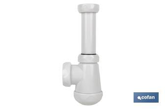 Siphon Bouteille Court | Extensible | Raccord de 1" 1/4 | Avec Sortie de 40 mm | Joint Conique réducteur de Ø32 mm - Cofan