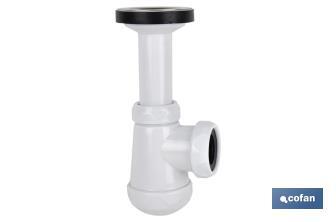 Cofan Small Bottle Trap | Extensible Siphon 1" 1/4 Fitting | 40mm Outlet | With Ø32mm Conical Reduction Gasket - Cofan