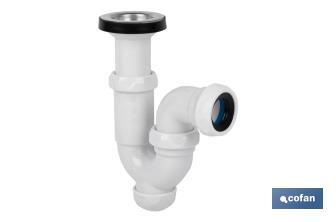 Sifone curvo | Uscita da Ø40 mm | Raccordo da 1" 1/2 x 70 | Valvola per lavabo e bidet | Realizzato in polipropilene - Cofan