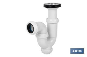 P-Trap | With Ø40mm Outlet | With 1" 1/2 x 70 Fitting | Basin and Bidet Valve | Polypropylene | Ø32mm Conical Reduction Gasket - Cofan