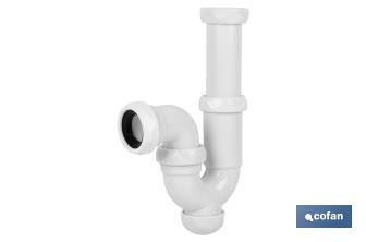 Siphon Courbé | Avec Sortie de Ø40 mm | Avec Raccord de 1" 1/2 x 70 | Valve pour Lavabo et Bidet | Fabriqué en Polypropylène - Cofan