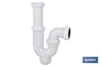 P-Trap | With Ø40mm Outlet | With 1" 1/2 x 70 Fitting | Basin and Bidet Valve | Polypropylene | Ø32mm Conical Reduction Gasket - Cofan