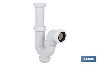 P-Trap | With Ø40mm Outlet | With 1" 1/2 x 70 Fitting | Basin and Bidet Valve | Polypropylene | Ø32mm Conical Reduction Gasket - Cofan