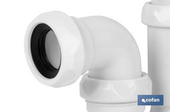 P-Trap | With Ø40mm Outlet | With 1" 1/2 x 70 Fitting | Basin and Bidet Valve | Polypropylene | Ø32mm Conical Reduction Gasket - Cofan