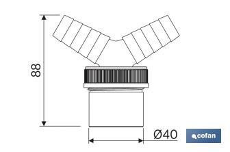 Connector | Size: Ø40mm | With Inlet for Household Appliances | PVC - Cofan