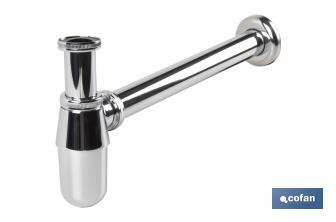 Siphon bouteille Chromé | Extensible | Avec Sortie Horizontale de 330 mm et Ø32 mm | Filetage 1" 1/4 - Cofan