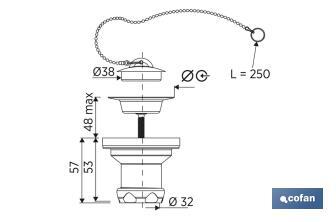 Valve for Basin and Bidet | Polypropylene | Size: 1" 1/4 or 1" 1/2 | Screw, Plug and Chain with Two Rings Included - Cofan