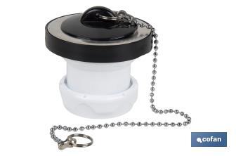 Valve for Basin and Bidet | Polypropylene | Size: 1" 1/4 or 1" 1/2 | Screw, Plug and Chain with Two Rings Included - Cofan