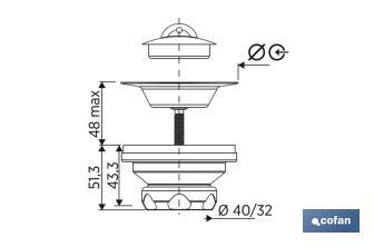 Sink Valve | Polypropylene | Size: 1" 1/2 x 70 or 1" 1/2 85 | Screw and Plug Included | High Drainage Capacity - Cofan