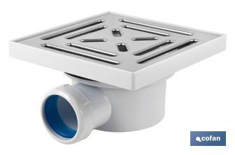 Drain Waste Trap | For Built in Shower | Size: 146 x 146mm | Ø40mm Outlet | Ø32mm Conical Reduction Gasket - Cofan