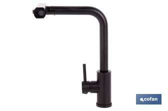 Grifo de cocina negro con 3 funciones y giro 360º | Material: acero inoxidable 304 | Cartucho cerámico de Ø35 mm - Cofan