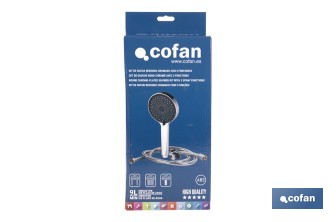 Kit de Ducha: Mango + Flexo + Soporte | Mango con 3 Funciones | Fabricado en ABS cromado - Cofan