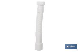 Tubo Flexível | Cor Branco | Comprimento: 300-720 mm | Para lavatório e bidé | Medidas: 1 "1/2 Ø32-40 mm ou 1" 1/4 Ø40-50 mm - Cofan