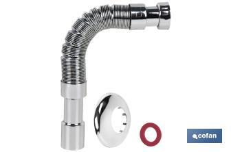 Tubo flessibile metallizzato | Lunghezza: 300-720 mm | Per lavabo e bidet | Dimensioni: 1" 1/2 Ø32-40 mm o 2" 2/2 Ø40-50 mm - Cofan