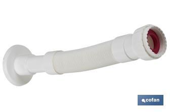 Tubo Flexible 1" 1/2 con reductor 1" 1/4 | Color Blanco | Medidas 330-690 mm | Para válvulas de lavabo-bidé o fregadero. - Cofan