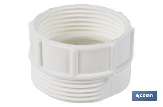 Waste Adaptor with 1" 1/2 male - 1" 1/4 female threads | For Flexible Waste Pipe | Plumbing accessory - Cofan