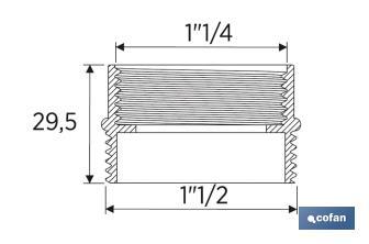 Adattatore convertitore 1" 1/2 maschio - 1" 1/4 femmina | Da usare con un tubo flessibile | Accessorio di idraulica - Cofan