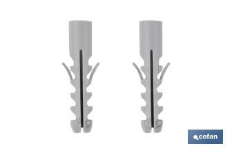 Conjunto de Tornillos Verticales | Fijación para el Inodoro | M5 x 75 | Compuesto de Dos Tornillos, Tapones y Tacos - Cofan