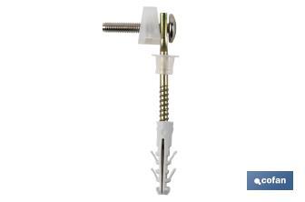 Set of Horizontal Screws | Toilet Fixing Screws | M5 x 75 | Set of Two Screws, Caps and Wall Plugs - Cofan