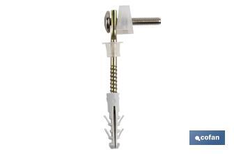Cofan Set of Horizontal Screws | Toilet Fixing Screws | M5 x 75 | Set of Two Screws, Caps and Wall Plugs - Cofan