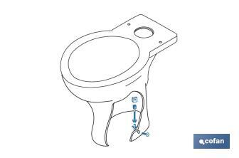 Set di viti orizzontali | Fissaggio per il water | M5 x 75 | Set composto da due viti, tappi e tasselli - Cofan