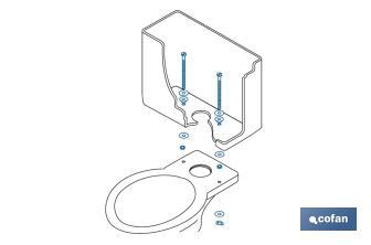 Set di viti | Fissaggio della Tazza o della Cassetta | M6 x 90 | Set composto da 2 viti, rondelle, guarnizioni e dadi a farfalla - Cofan