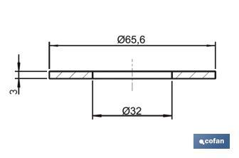 Borracha | Medidas: Ø32 x Ø65,6 x 3 mm | Para descarga tipo Victoria | Tanque baixo - Cofan