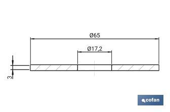 Guarnizione | Ø17,2 x Ø65 x 3 mm | Per la chiusura del meccanismo di scarico | Tubo stretto - Cofan