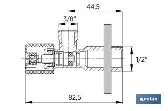 Válvula de Esquadria | Modelo Pistón | Medidas: 1/2" x 3/8" | Fabricada em Latão CV617N | Fecho e Abertura com pistão regulável - Cofan