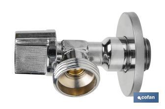 Valve d'Équerre pour Lave-linge | Dimensions : 1/2" x 3/4" | Fabriquée en Laiton CV617N | Fermeture et Ouverture 1/4 de Tour - Cofan