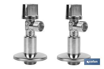 Set of 2 Angle Valves | Brass CW617N | 1/4 Turn Angle Valve - Cofan