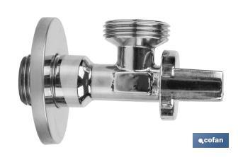 Válvula de Esquadria para máquina de lavar| Medidas: 1/2" x 3/4" | Fabricada em Latão CV617N | Fecho e Abertura 1/4 de Volta - Cofan