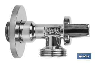 Válvula de Esquadria para máquina de lavar| Medidas: 1/2" x 3/4" | Fabricada em Latão CV617N | Fecho e Abertura 1/4 de Volta - Cofan