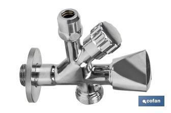 Angle Valve | Size: 1/2" x 3/4" x 3/8" | Combi Model | Brass CW617N | Gas Inlet Thread - Cofan