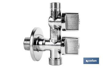 Angle Valve with Double Outlet | Available in 2 sizes | Brass CW617N | Gas Inlet Thread - Cofan