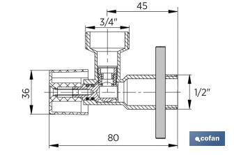 Valve d'Équerre | Dimensions : 1/2" x 3/4" | Volant de Grande Taille Facilitant l'Ouverture et la Fermeture - Cofan