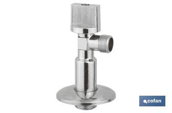 Ensemble de 2 Valves d'Équerre | Dimensions : 1/2" x 3/8" | Fermeture et Ouverture 1/4 de Tour | Fabriqué en Laiton CW617N - Cofan