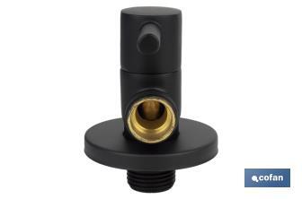 Valve d'équerre Modèle Lux noire | Système d'ouverture et de fermeture de 1/4 de tour | PN 16 bar | Couleur : noir | Deux dimensions - Cofan