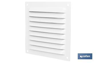 Ventilation grille with mosquito net | White aluminium | Available in various sizes - Cofan