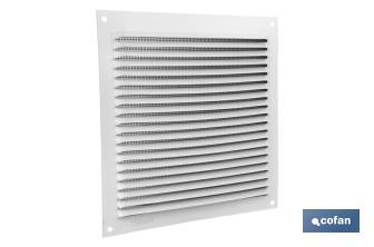 Ventilation grille with mosquito net | White aluminium | Available in various sizes - Cofan