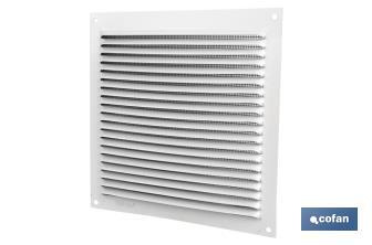 Ventilation grille with mosquito net | White aluminium | Available in various sizes - Cofan