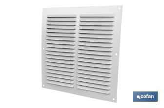 Ventilation grille with mosquito net | White aluminium | Available in various sizes - Cofan