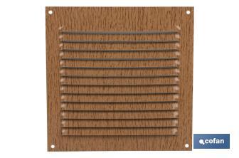 Griglia di ventilazione | Realizzata in alluminio color legno | Con o senza zanzariera - Cofan